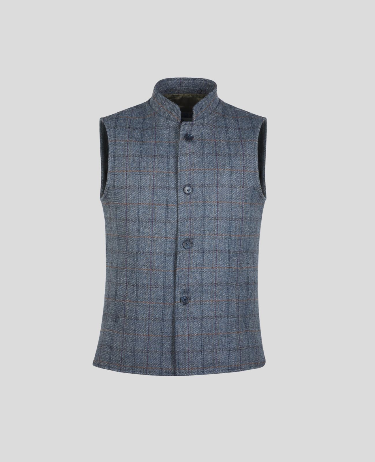 Cavan Donegal Tweed Gilet in Blue Check
